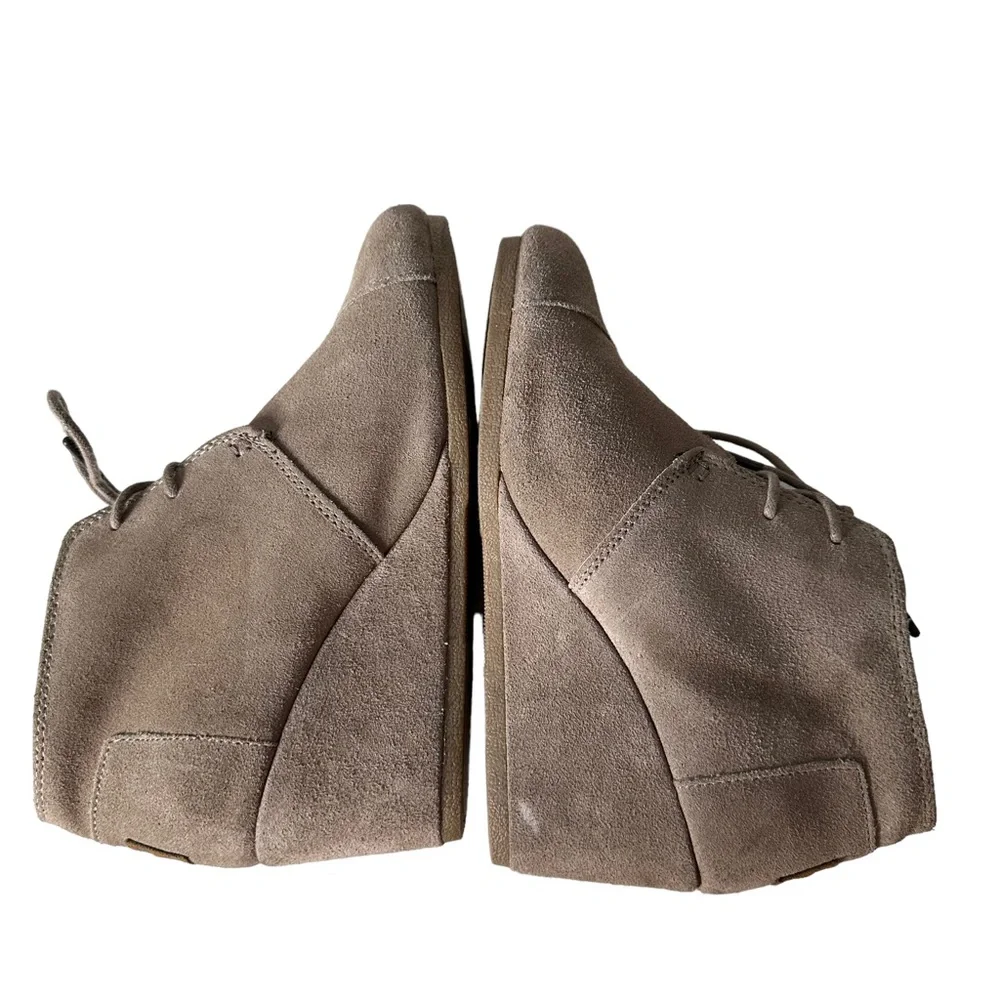 TOMS Ankle Booties Suede Leather Lace Up Wedges Women's‎ Shoes Size 8